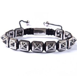 Micro Pave CZ Pyramid Macrame Bracelet